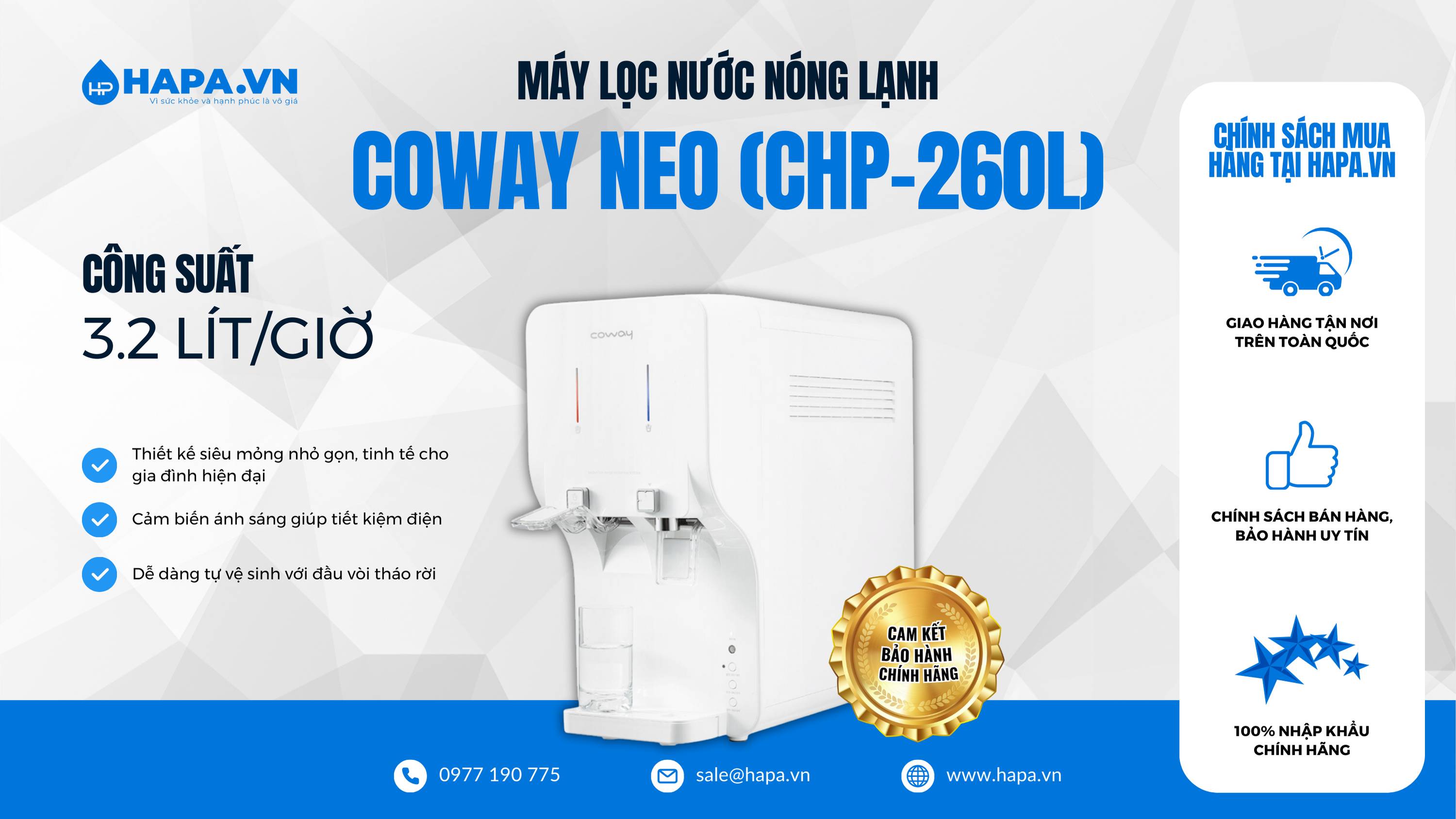 Máy Lọc Nước Nóng Lạnh Để Bàn COWAY NEO (CHP-260L)