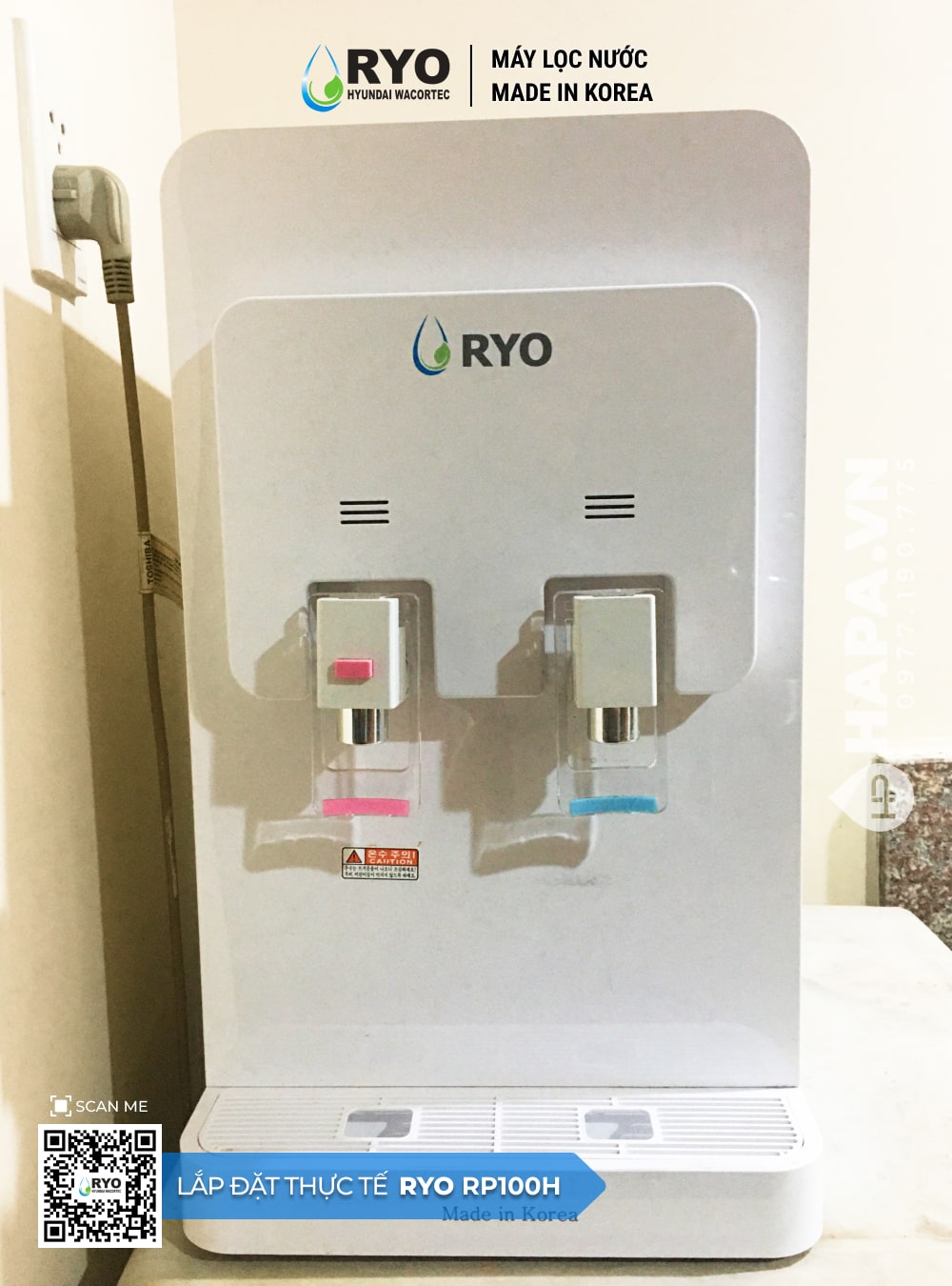 Hình ảnh lắp đặt thực tế của Máy Lọc Nước Nóng Lạnh Để Bàn RYO Hyundai RP100H, Căn hộ D-Homme, Quận 6, TP. HCM