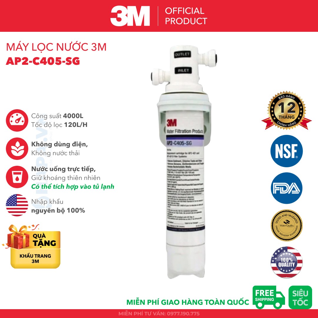 Máy Lọc Nước Tủ Lạnh 3M AP2-C405-SG Mini Filter