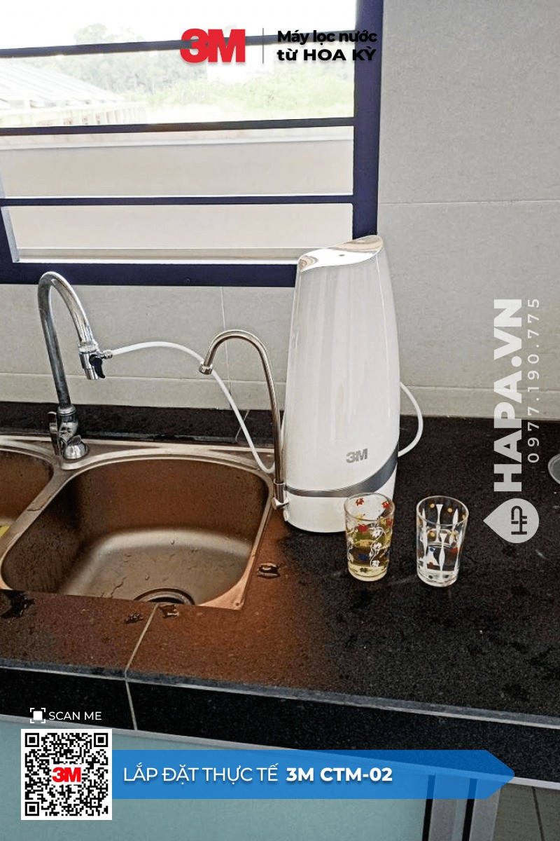 hình ảnh lắp đặt thực tế của Máy Lọc Nước Uống Để Bàn 3M CTM-02 tại Becamex Tower, Bình Dương