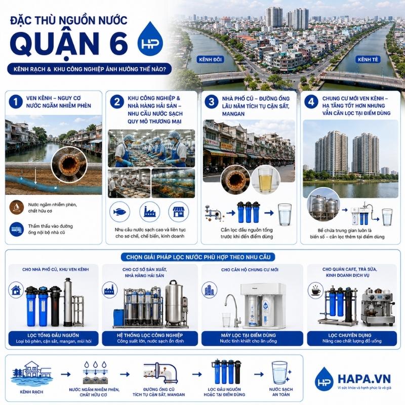 Máy lọc nước Quận 6 - lắp đặt thực tế cho căn hộ, cây nóng lạnh và nhà hàng hải sản