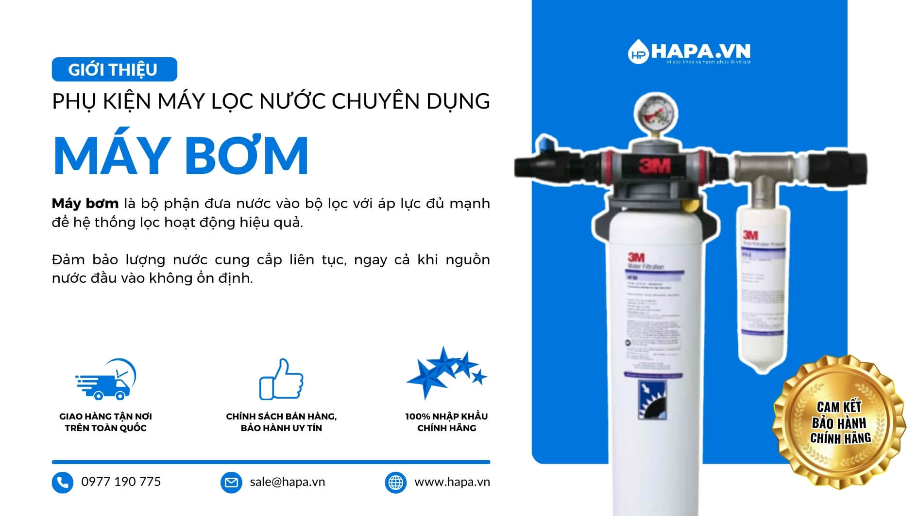 Máy bơm là bộ phận đưa nước vào bộ lọc với áp lực đủ mạnh