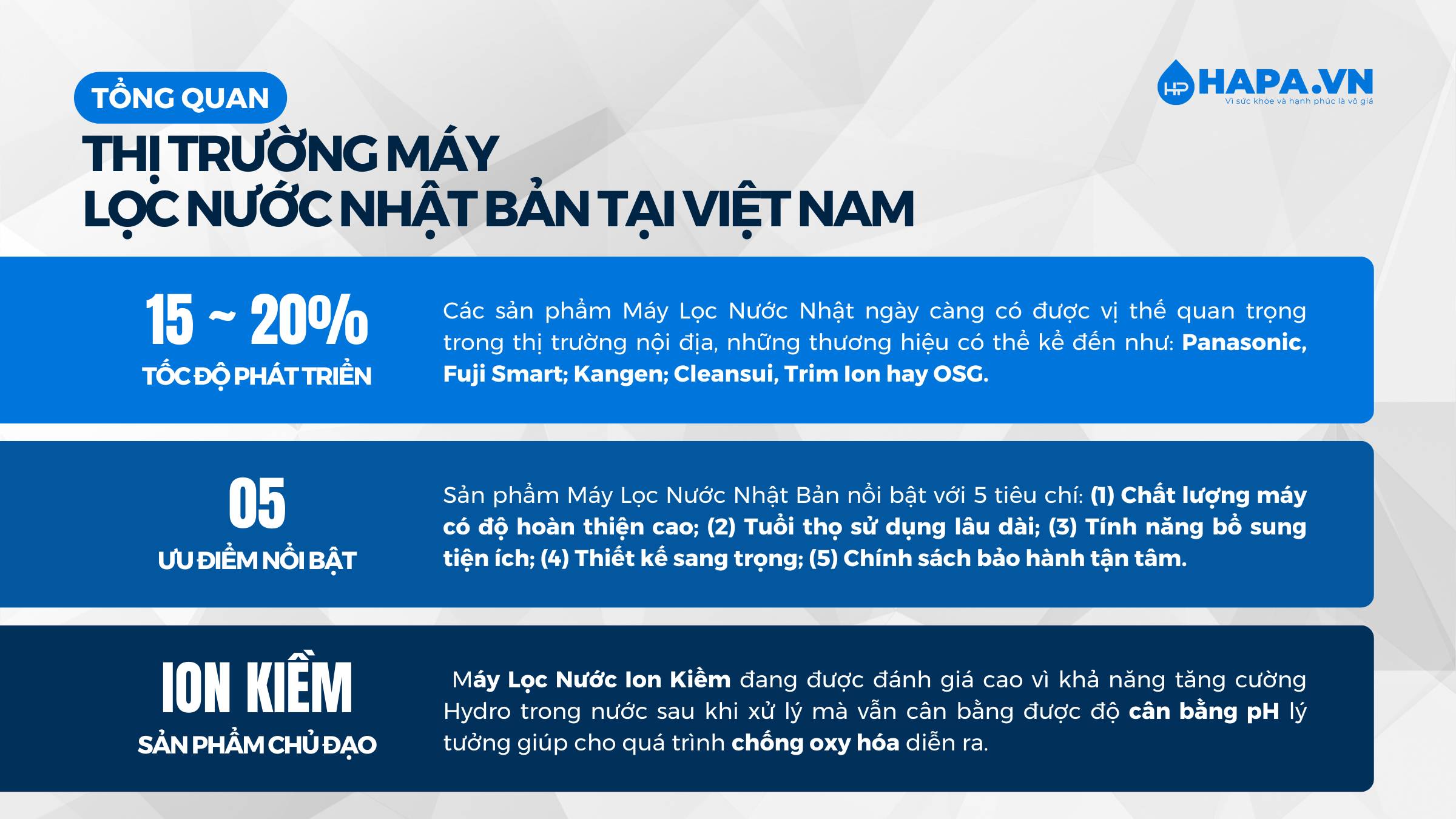 Tổng quan về thị trường May Lọc Nước Nhật Bản tại Việt Nam