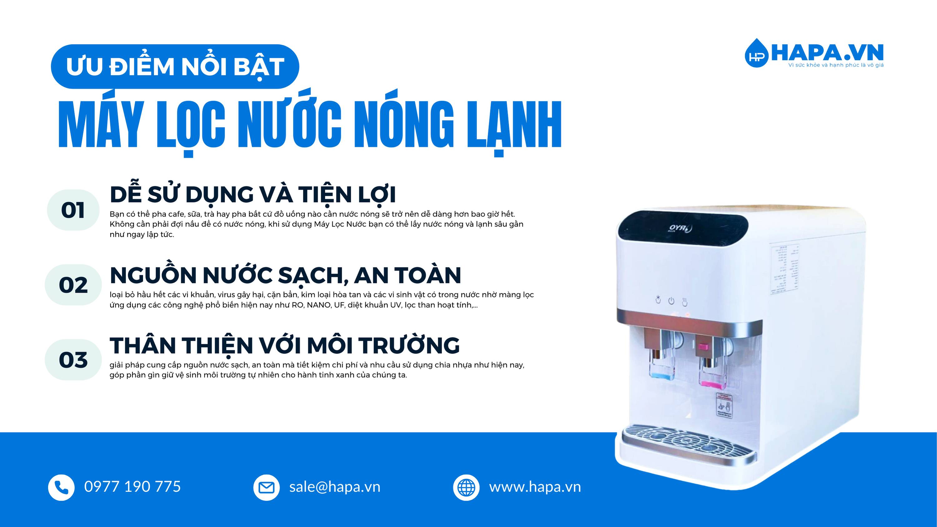 Ưu điểm nổi bật của Máy Lọc Nước Nóng Lạnh