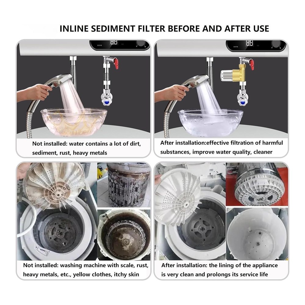 PARTEK P4540-PT Anti-Limescale / Heavy Metal / Sediment, Impurities Water Purifier Filter, Washing Machine Water Filter, for Washer, Shower - 1