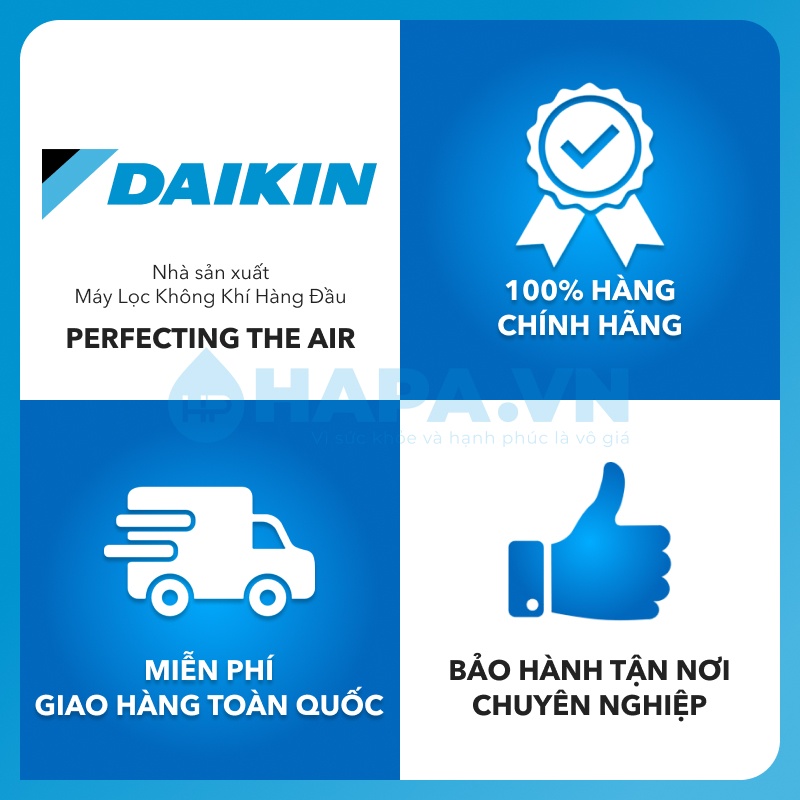 Tất cả Máy Lọc Không Khí DAIKIN Full Models chính hãng được bán tại shop HAPA.VN với đầy đủ models, giá rẻ và chính sách bảo hành chính hãng.