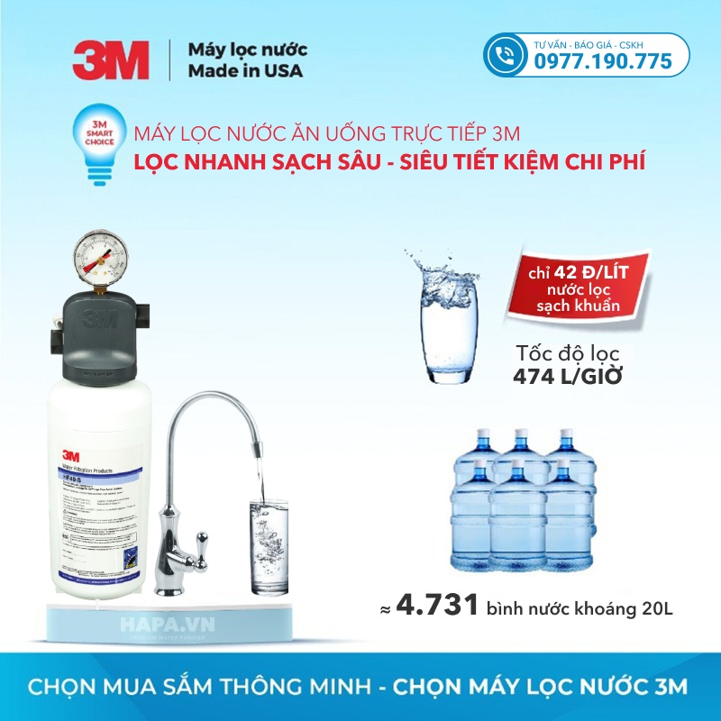 Máy Lọc Nước 3M ICE140-S Dùng Cho Gia Đình, Nhà Hàng, Quán Cafe Vừa Và Nhỏ - Nhập Khẩu Mỹ, Hàng Chính Hãng