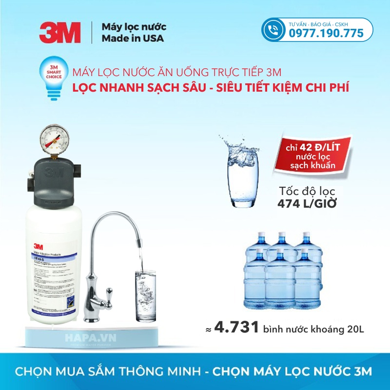 Máy Lọc Nước 3M ICE140-S Dùng Cho Gia Đình, Nhà Hàng, Quán Cafe Vừa Và Nhỏ - Nhập Khẩu Mỹ, Hàng Chính Hãng