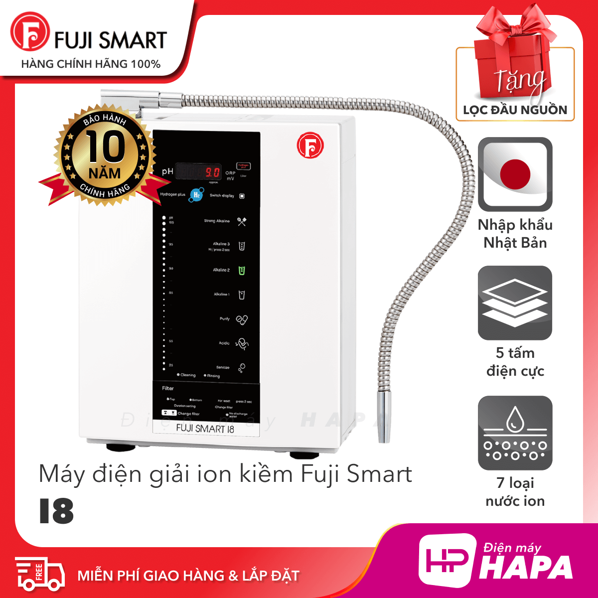 Máy Điện Giải iON Kiềm FUJI Smart i8 - Hàng Chính Hãng nhập khẩu