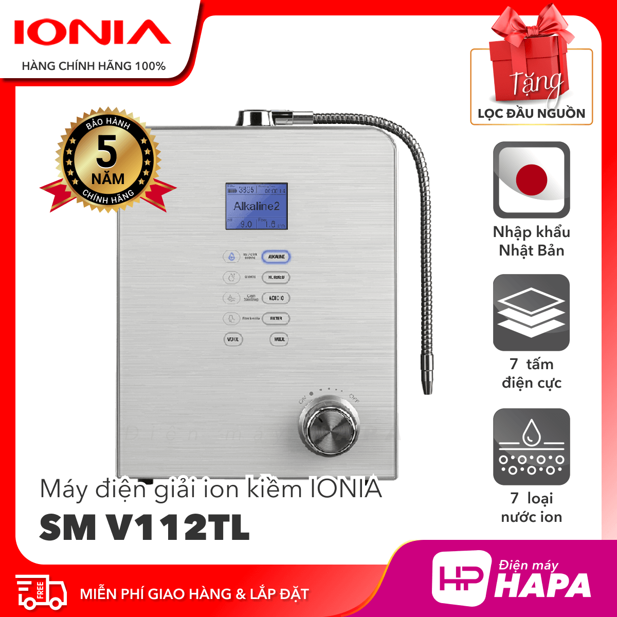 Máy Điện Giải iON Kiềm IONIA SM-V112TL - Hàng chính hãng