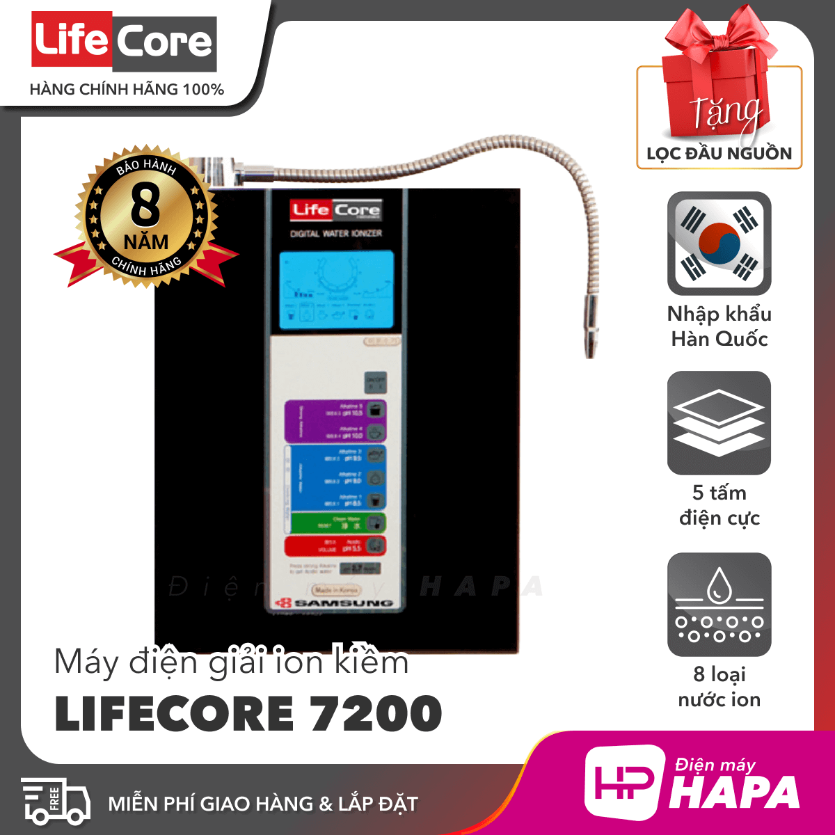 Máy Điện Giải iON Kiềm LIFECORE 7200 - Hàng Chính Hãng nhập khẩu