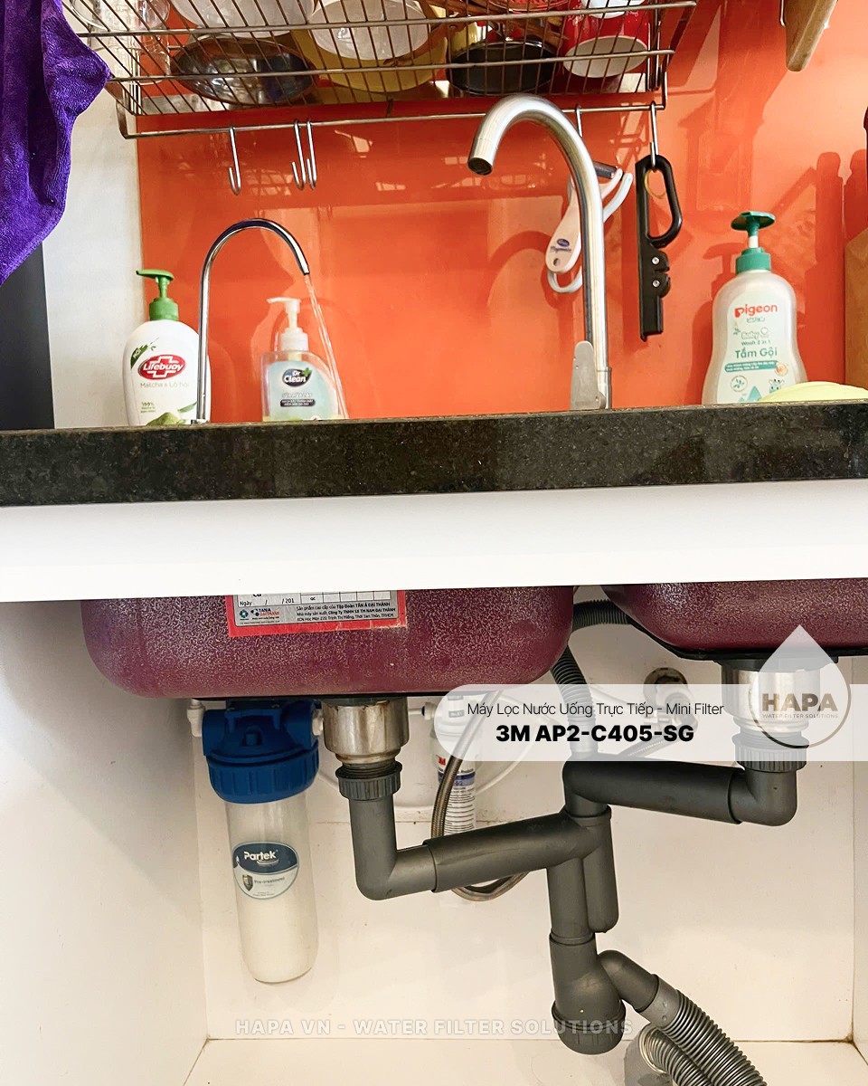Ảnh lắp đặt thực tế của Máy Lọc Nước 3M AP2-C405-SG Mini Filter - Nhập Khẩu 3M Mexico