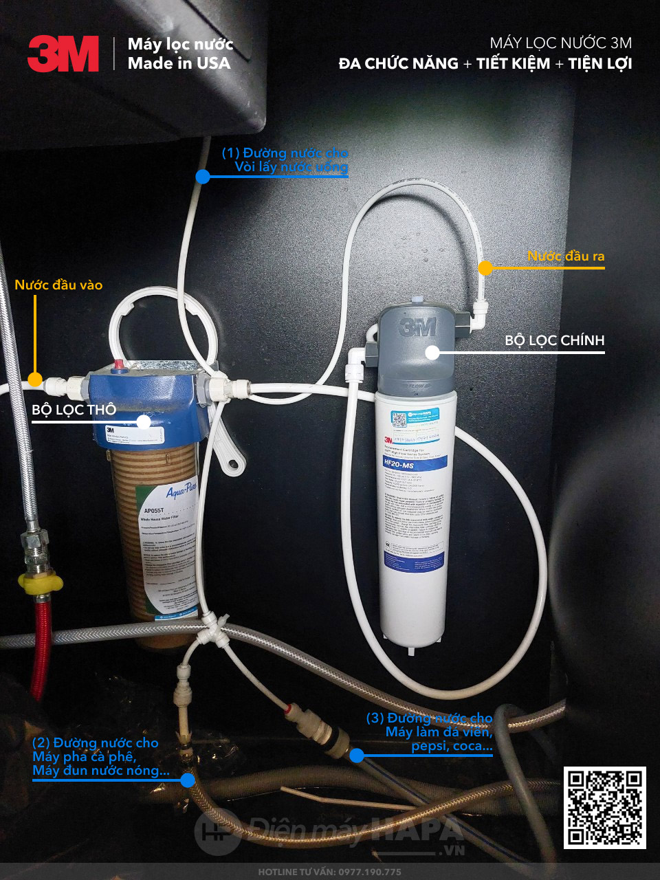 Ảnh lắp đặt thực tế của Máy Lọc Nước Uống Trực Tiếp 3M BREW120-MS cho quán cà phê tại HAPA - 01