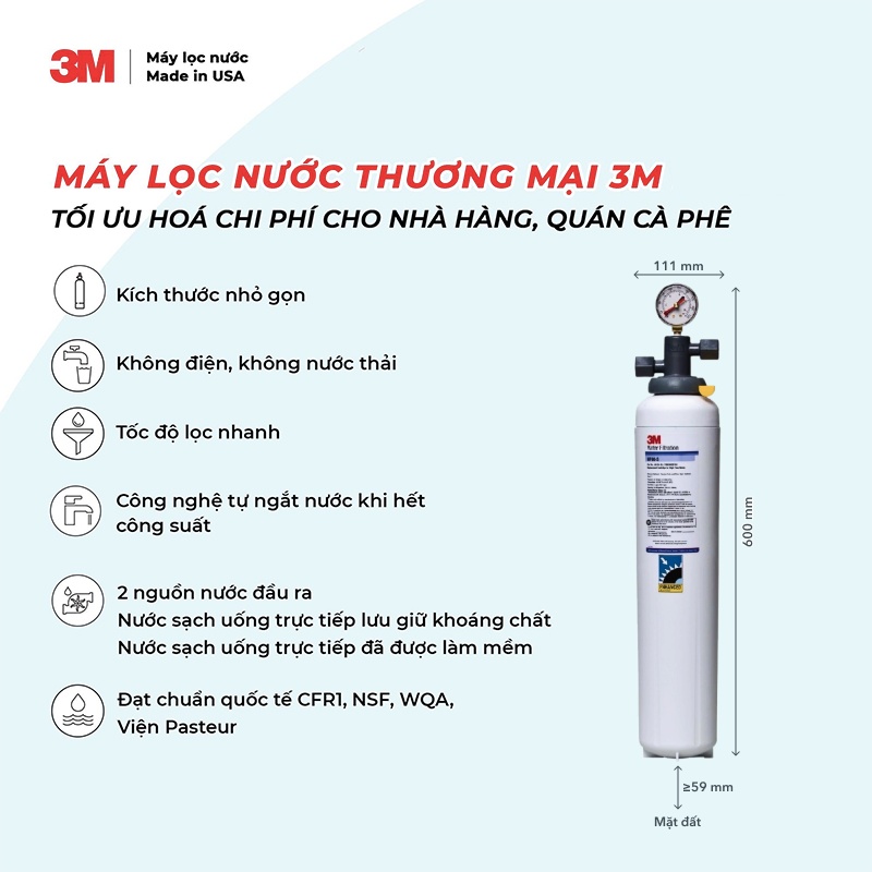 Máy Lọc Nước 3M ICE190-S Công Suất Lớn Dùng Cho Thương Mại, Horeca, FnB, Nhà Hàng, Quán Cafe, Trường Học... - Nhập Khẩu Mỹ, Hàng Chính Hãng