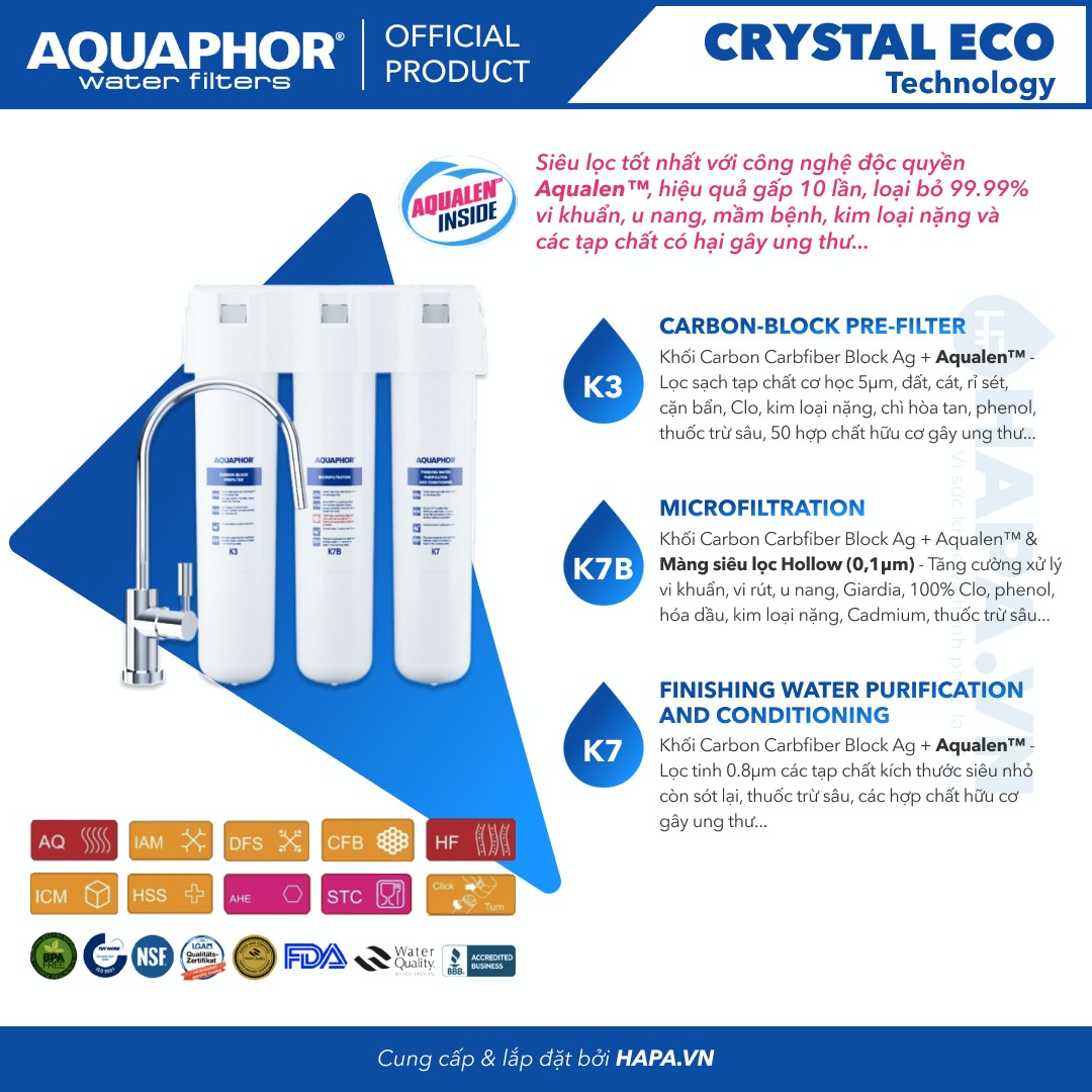 Công nghệ nổi bật của Máy Lọc Nước AQUAPHOR CRYSTAL ECO - Hàng Chính Hãng