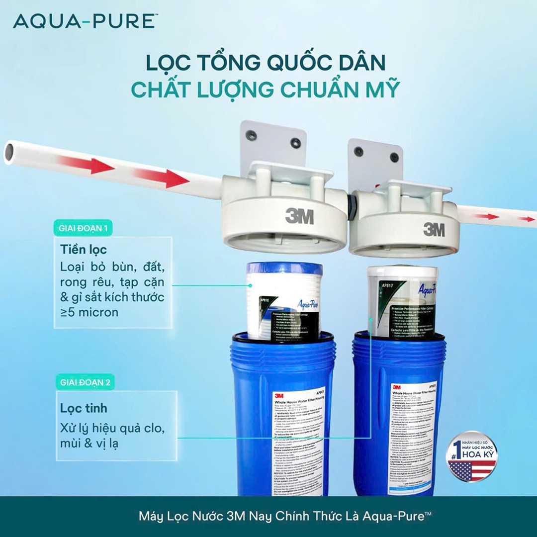 Máy lọc nước sinh hoạt đầu nguồn 3M™ Aqua-Pure™ AP801B-810-817 Big Blue 10 inch