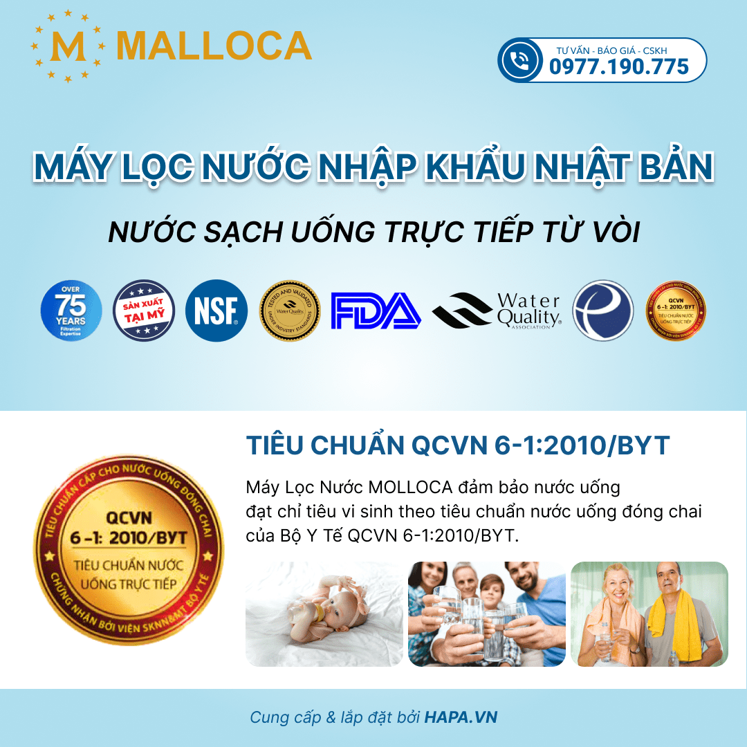 Máy Lọc Nước MALLOCA MPC-5KCB đạt chuẩn NSF, WQA, Viện Pasteur, phù hợp sử dụng cho Gia đình, Văn phòng, Cơ quan, Thương mại, Horeca, Nhà hàng, Quán cà phê...