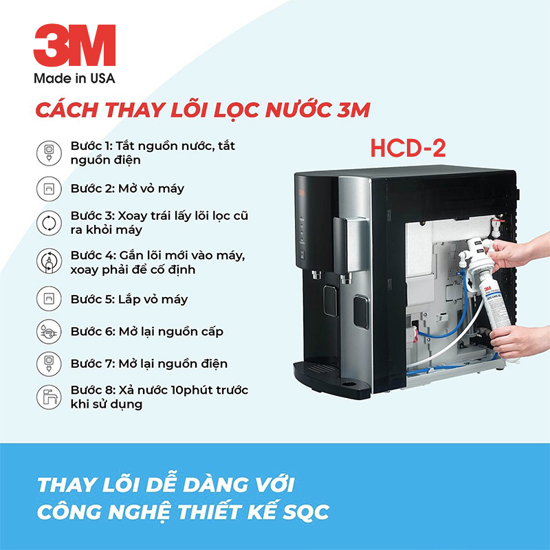 Hướng dẫn thay lõi Máy Lọc Nước Nóng Lạnh Để Bàn 3M HCD-2 - Hàng Chính Hãng