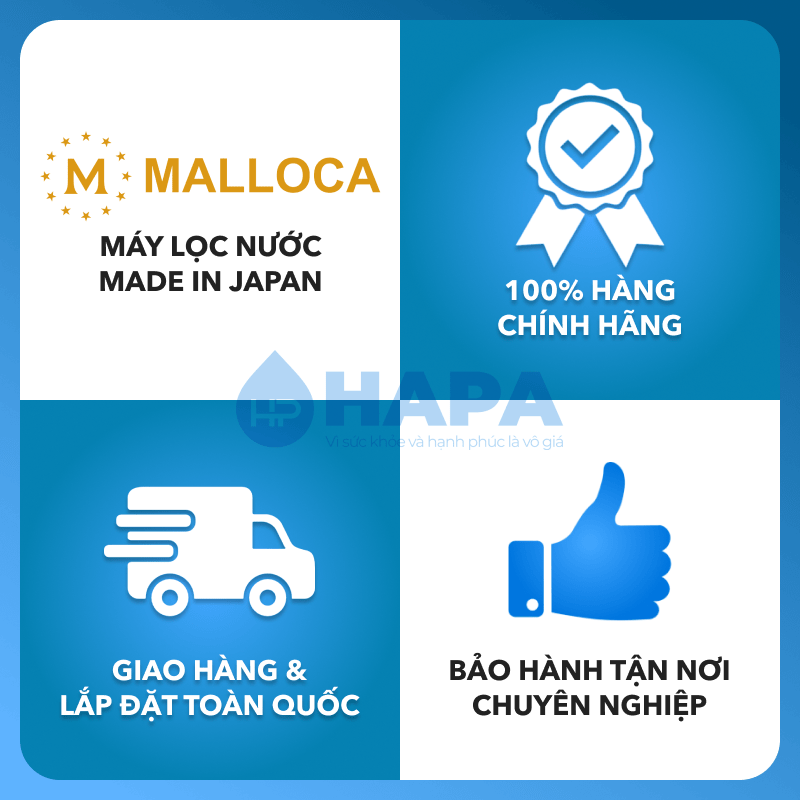 Máy Lọc Nước Malloca chính hãng, nhập khẩu nguyên bộ từ Nhật Bản, có bán tại Điện máy HAPA - Mua ngay tại hapa.vn