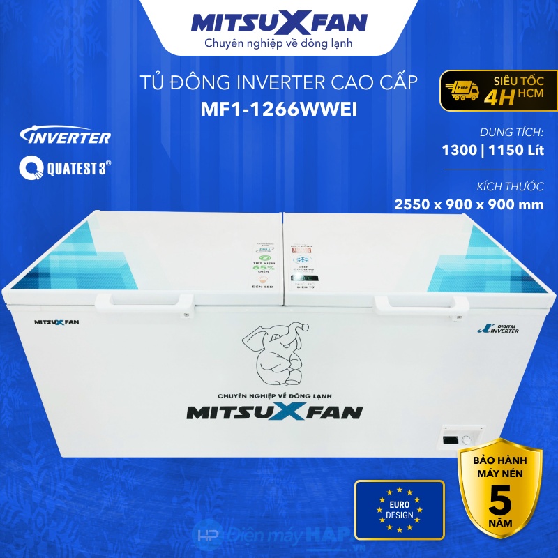 Tủ Đông 1 Ngăn MITSUXFAN MF1-1266WWEI 1300 Lít Cao Cấp, Full Inverter Siêu Tiết Kiệm Điện