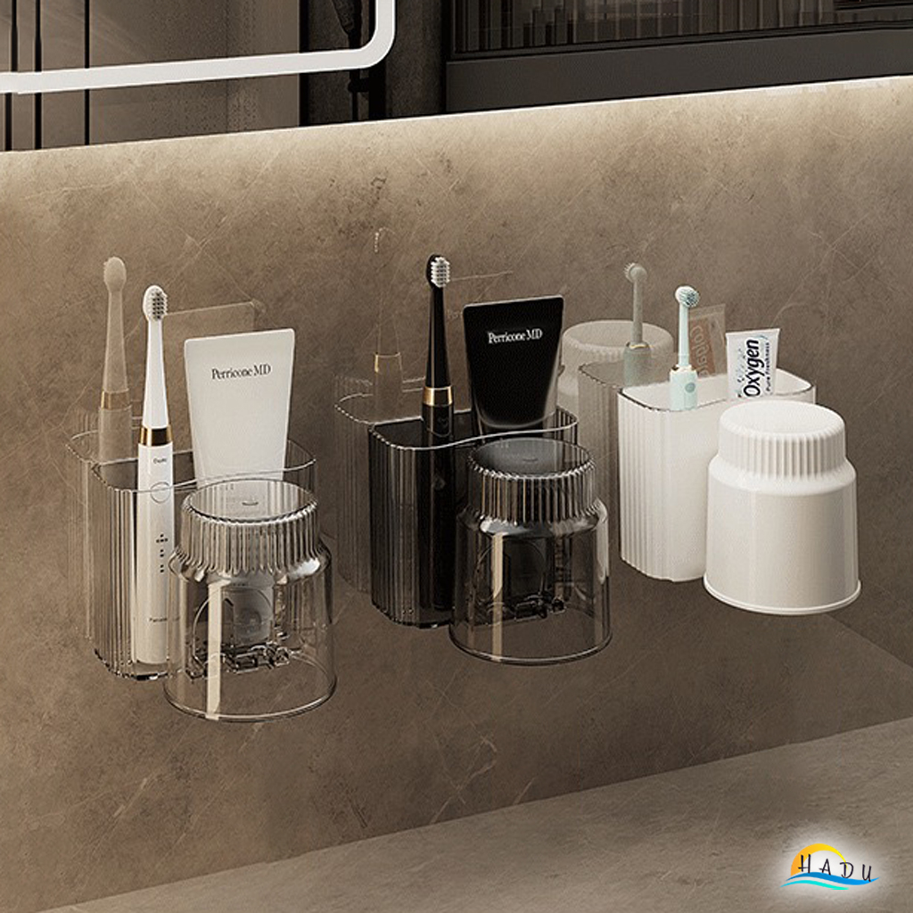 Kệ Đựng Bàn Chải Kem Đánh Răng CCKO Treo Tường, Giá Treo Cốc Úp Ngược Chống Bụi, Nhựa PET Cao Cấp