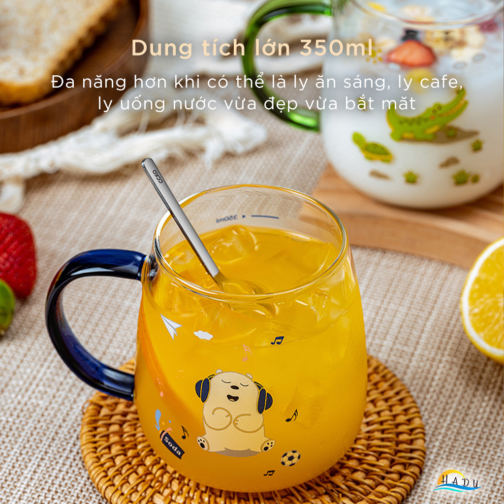 Cốc Thủy Tinh Chịu Nhiệt CCKO 350ml, Dùng Được Trên Bếp Ga, Lò Vi Sóng, Borosilicate, Nhiều Màu