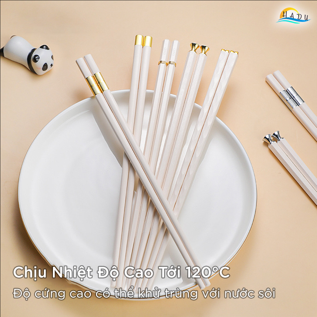 Bộ 5 Đôi Đũa Sợi Thủy Tinh HADU Kháng Khuẩn, Chống Trượt, Chịu Nhiệt, 24.3cm