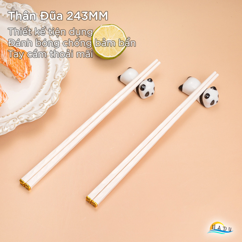 Bộ 5 Đôi Đũa Sợi Thủy Tinh HADU Họa Tiết Hoa Anh Đào, Chống Trơn, Chống Mốc, 24.3cm, Màu Trắng