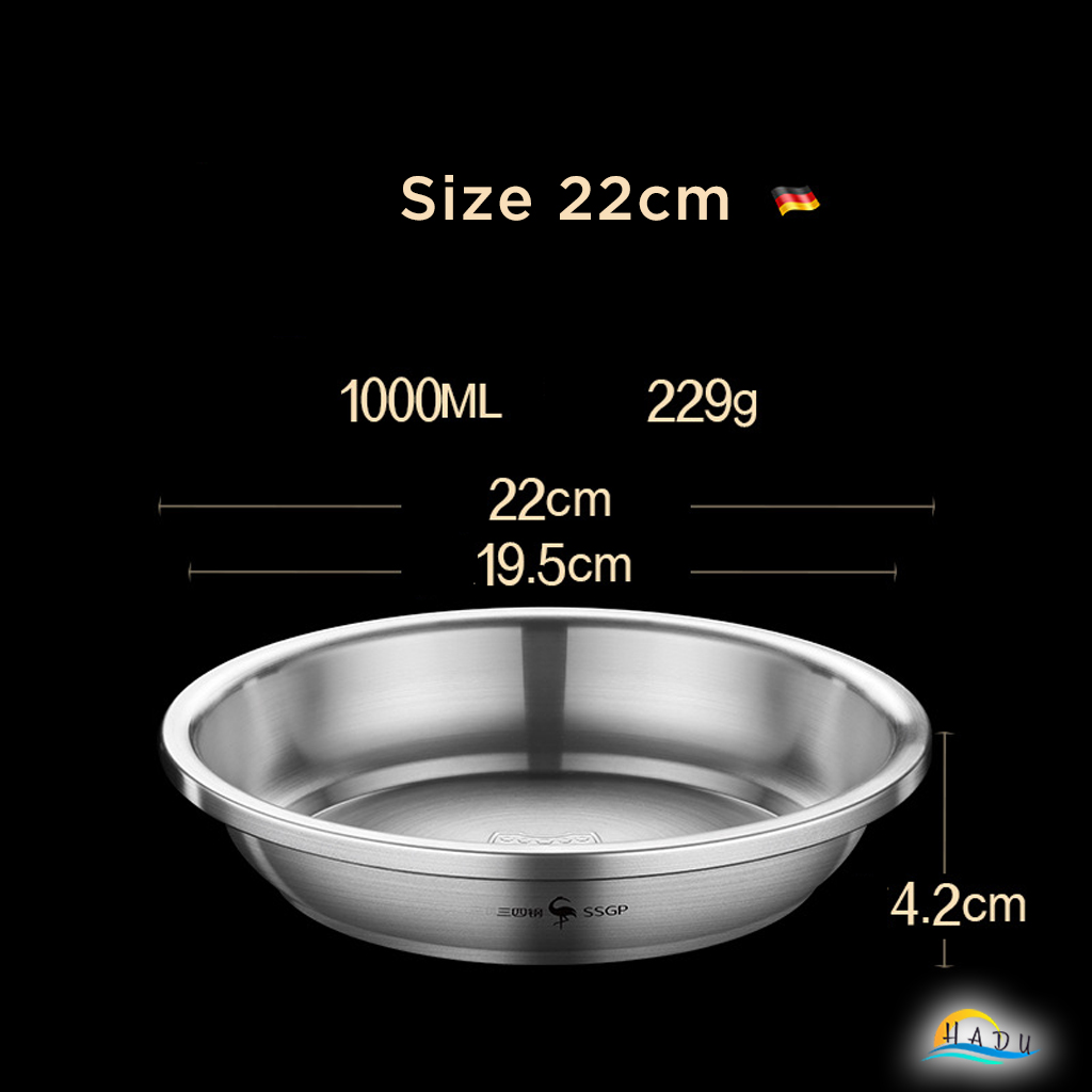 Đĩa Inox 304 Sâu Lòng SSGP, Chống Trầy, Xếp Chồng Gọn, Nhiều Size, Đạt Chất Lượng LFGB Đức
