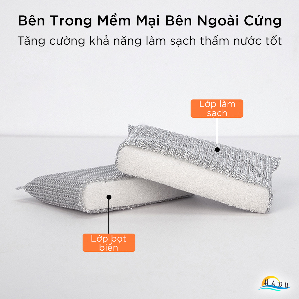 Miếng Bọt Biển Đa Năng Scrub King Silver – Làm Sạch Nhanh, Không Trầy Xước, Tiết Kiệm Nước HADU