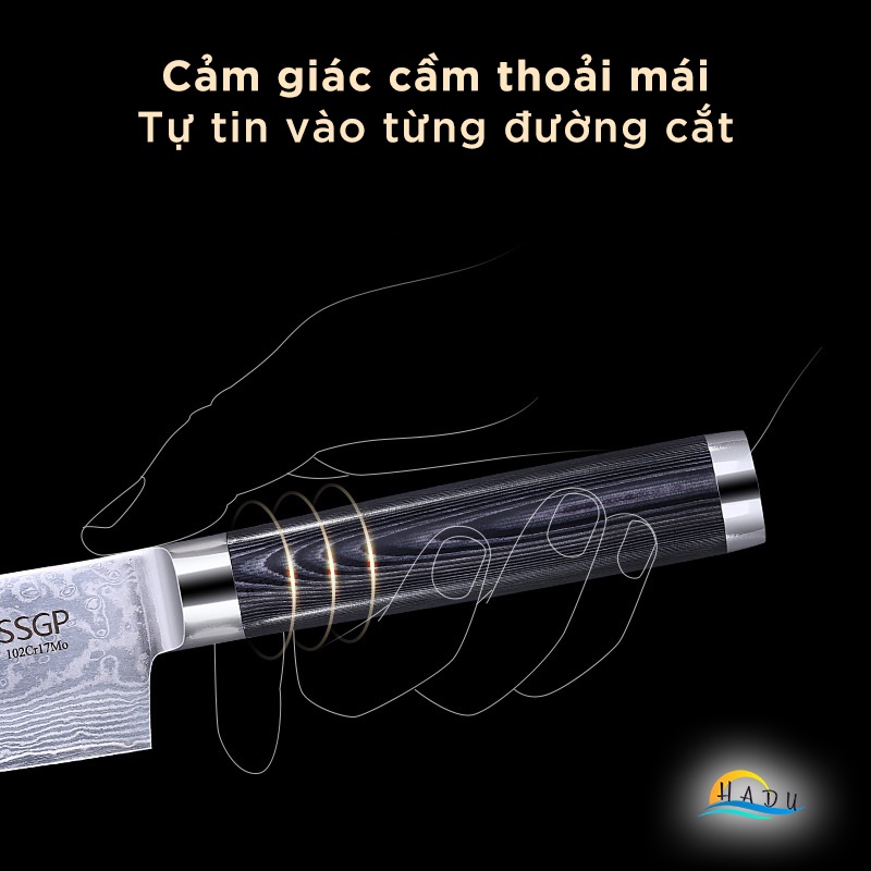 Dao Thái Thịt Nhà Bếp Siêu Sắc Cao Cấp Kiểu Nhật Bản Damacus Đạt Chất Lượng Của Đức SSGP