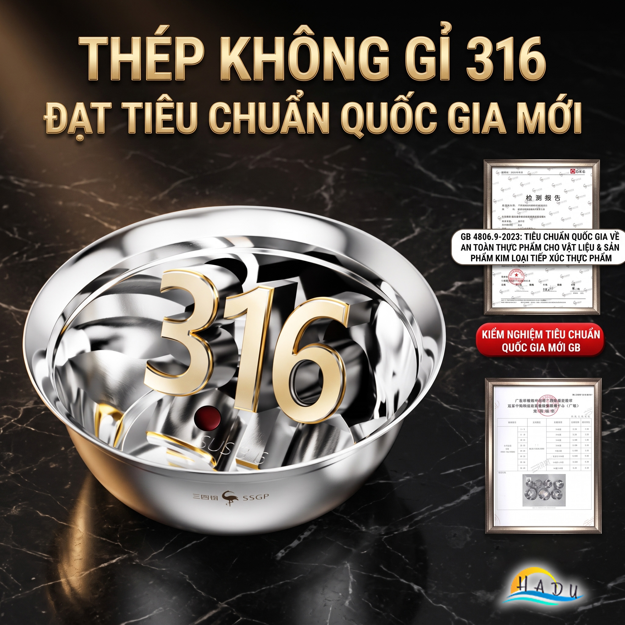 Thau Bát Tô Chậu Inox 316 Cao Cấp Chống Trào Đa Năng Dày Dặn Dùng Được Bếp Từ Bếp Gas SSGP