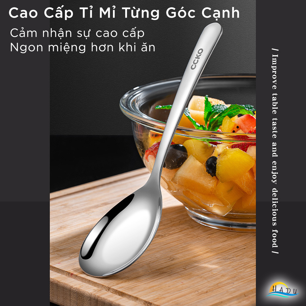 Thìa Ăn Phở Inox 304 CCKO, Đúc Nguyên Khối, Lòng Sâu, 3 Size