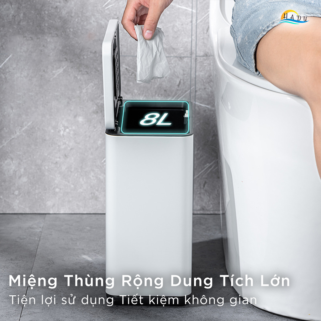 Thùng Rác Inox Chữ Nhật Hẹp CCKO 8L, Khử Mùi Bằng Than Hoạt Tính, Nhiều Màu