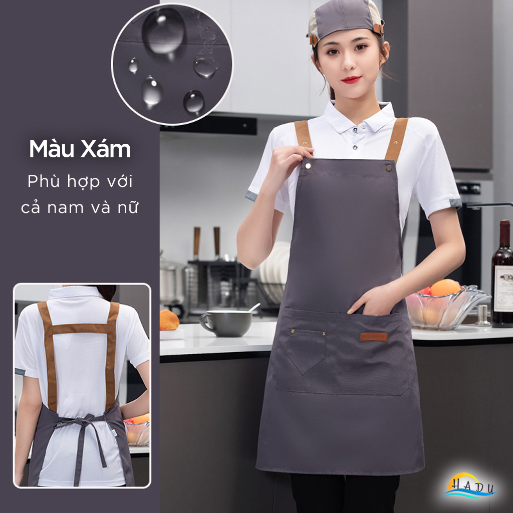 Tạp Dề Nấu Ăn Chống Thấm HADU, Có Nhiều Túi, Dây Đeo Điều Chỉnh, Nhiều Màu