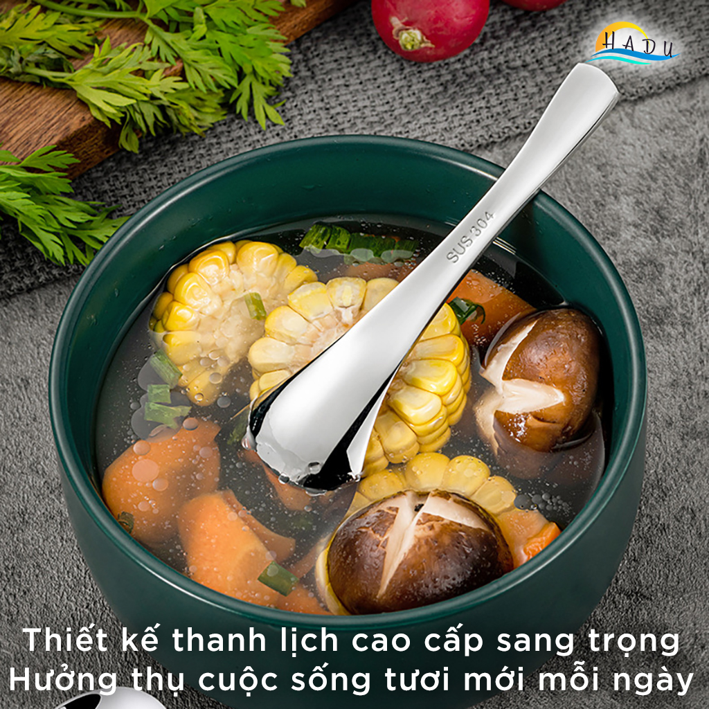 Thìa Ăn Phở Inox 304 CCKO, Đúc Nguyên Khối, Sang Trọng, Nhiều Size