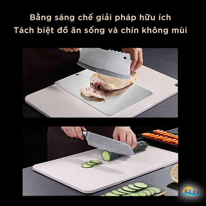 Bộ Thớt Kháng Khuẩn Inox Cao Cấp 2 In 1 Có Thể Tách Rời Đồ Ăn Sống Và Chín Đạt Chất Lượng Đức SSGP