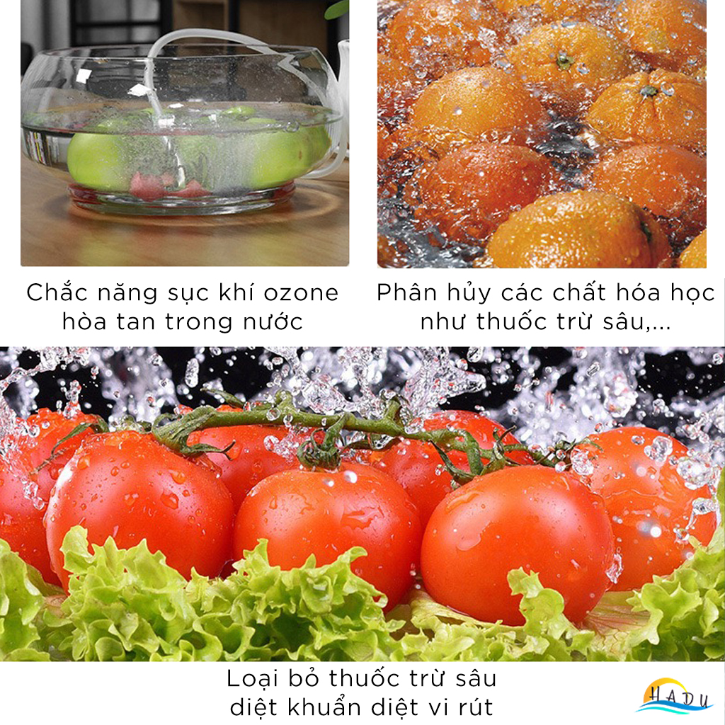 Máy Khử Độc Thực Phẩm & Lọc Không Khí HADU 2 trong 1, Ozone 400mg/h và Ion Âm