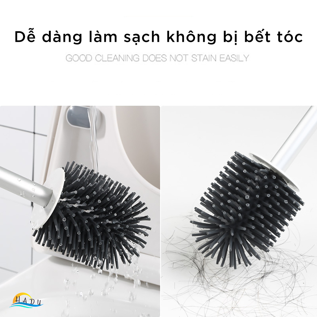 Cọ Bồn Cầu Silicon Dán Tường CCKO, Đế Thông Gió Chống Đọng Nước, Đầu Cọ Mềm, Màu Xám