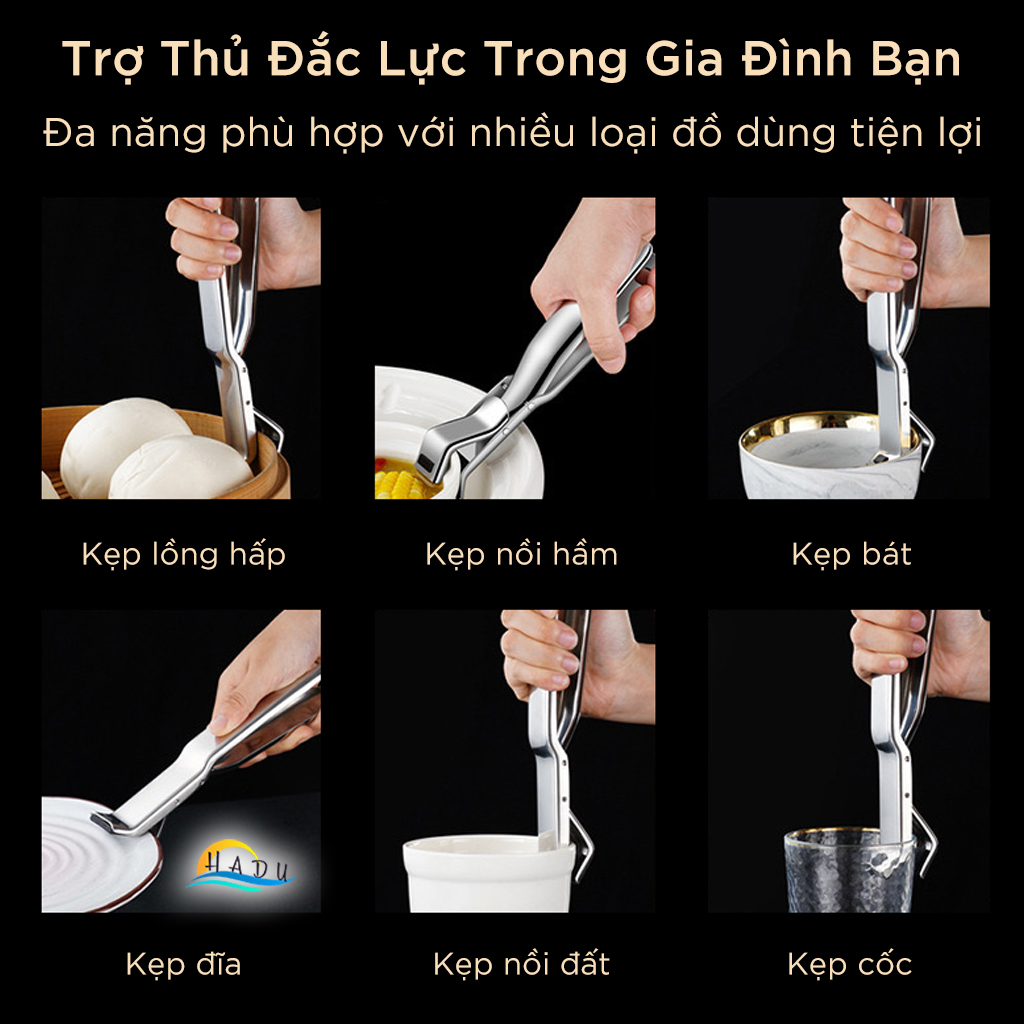 Kẹp Gắp Đồ Nóng SSGP Inox 304, Đầu Silicone Chống Trượt, Đạt Chất Lượng LFGB Đức