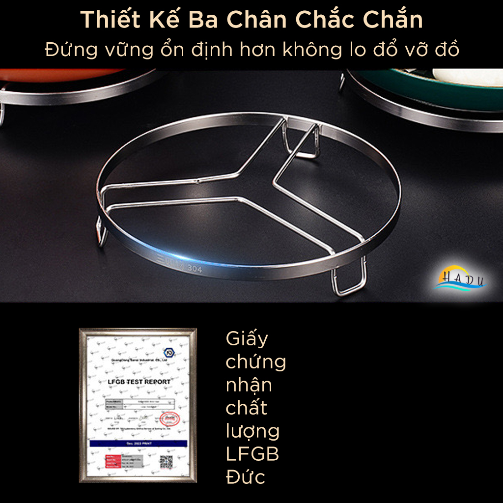 Giá Hấp Inox 304 SSGP, 3 Chân Chắc Chắn, Đường Kính 16cm 18cm, Hấp Bánh Bao, Rau Củ, Đạt Chất Lượng LFGB Đức