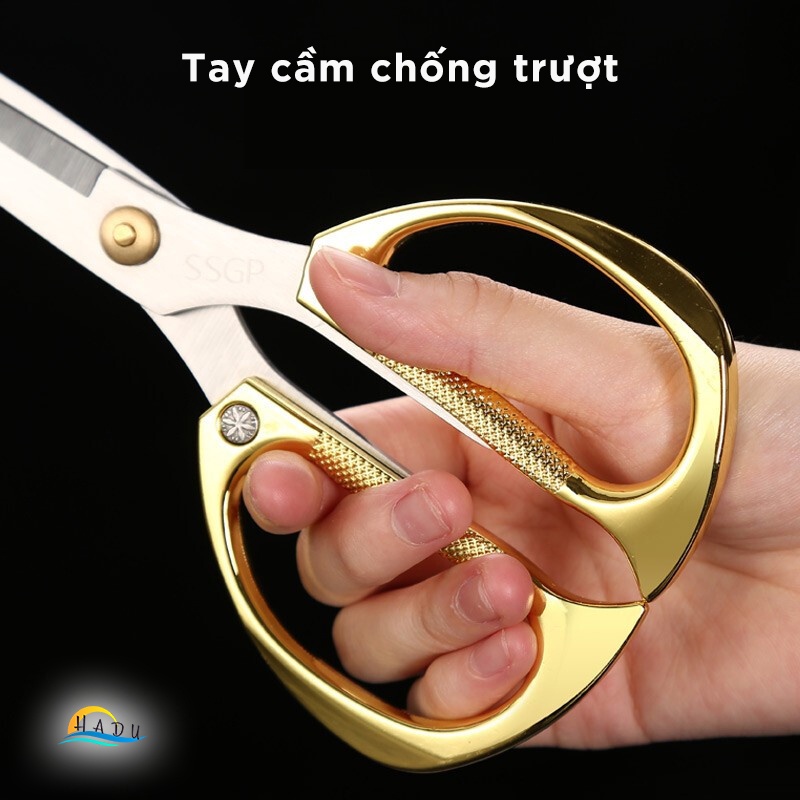 Kéo Cắt Gà Nhà Bếp Đa Năng HADU, Inox 304, Sắc Bén, Chống Trượt, 19cm, Màu Vàng Bạc