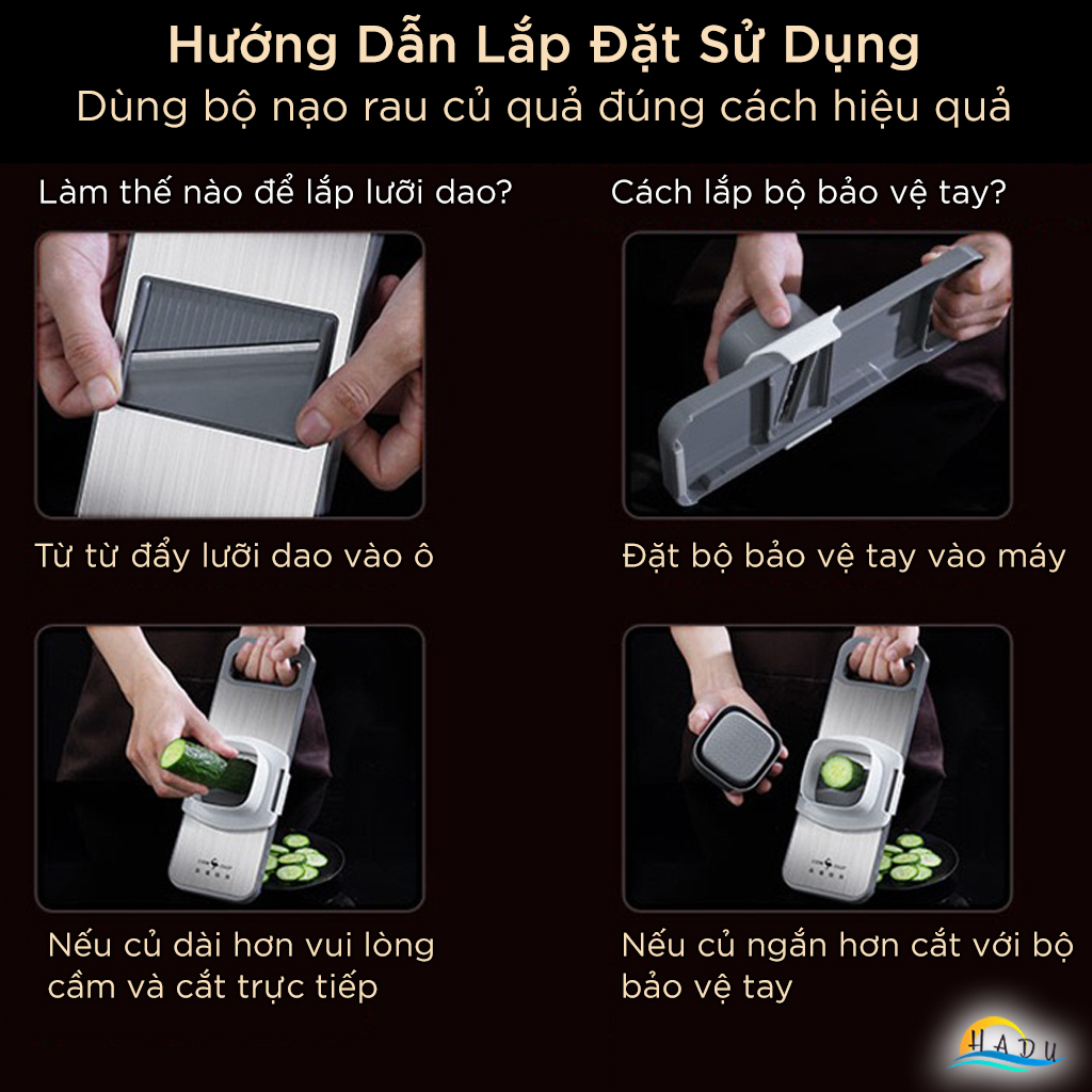 Bộ Nạo Rau Củ Đa Năng SSGP 6 Lưỡi Dao Inox, Kèm Dụng Cụ Bảo Vệ Tay, An Toàn, Đạt Chất Lượng LFGB Đức