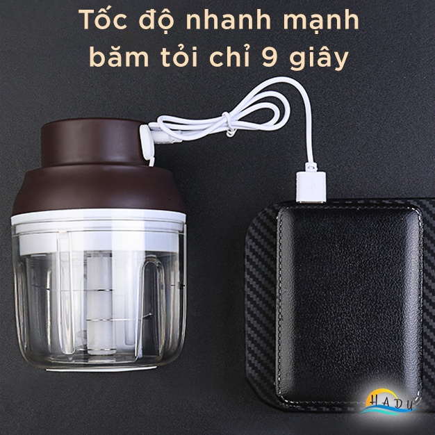 Máy Xay Tỏi Ớt Mini Sạc USB SSGP 250ml, Lưỡi Inox 304, Xay Nhanh, Thân Nhựa PC, Đạt Chất Lượng LFGB Đức