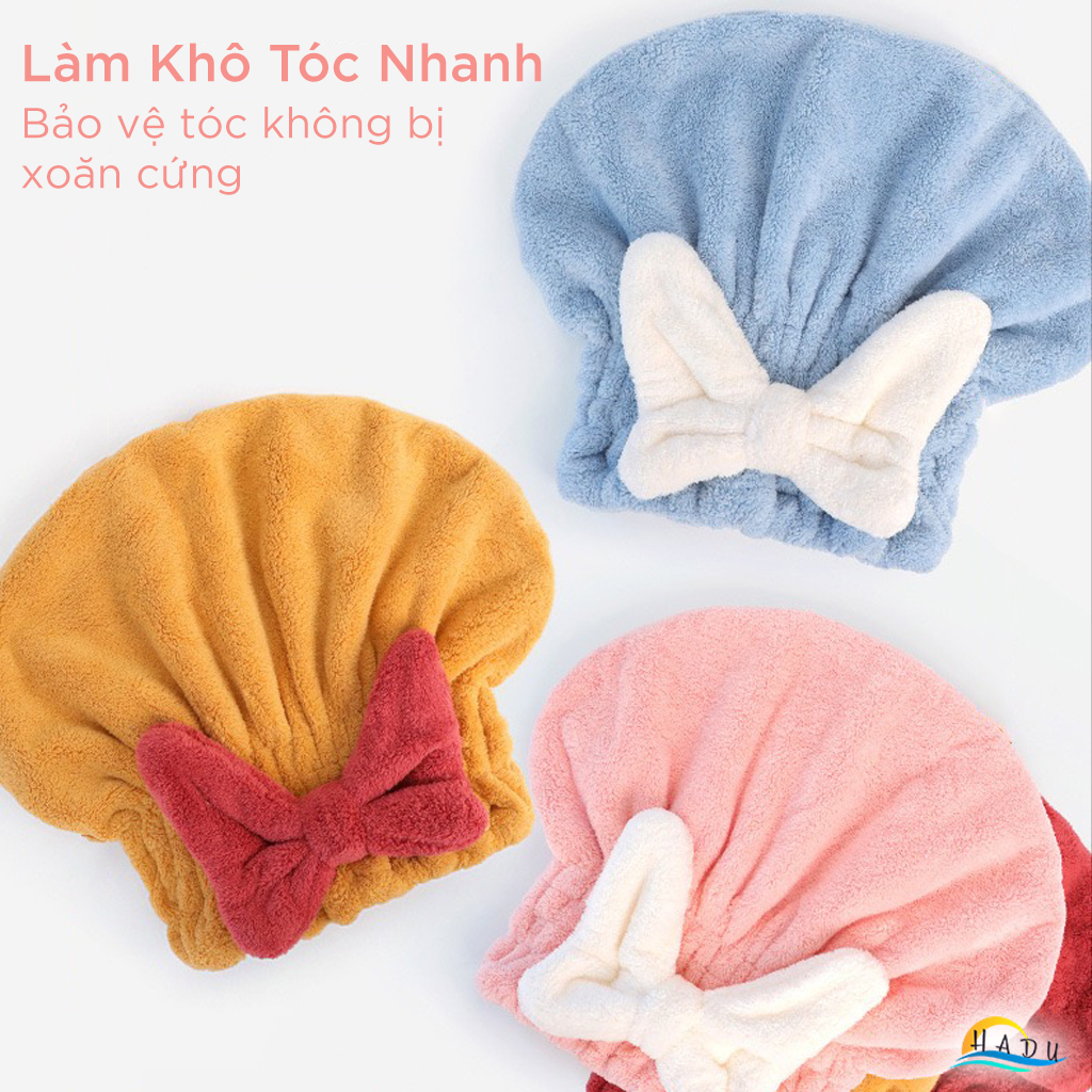 Mũ Trùm Đầu Thấm Nước Cao Cấp – Polyester Cotton San Hô Lông Cừu, Chăm Sóc Tóc, Thấm Nước 280g/m2, Bảo Vệ Tóc Hiệu Quả HADU