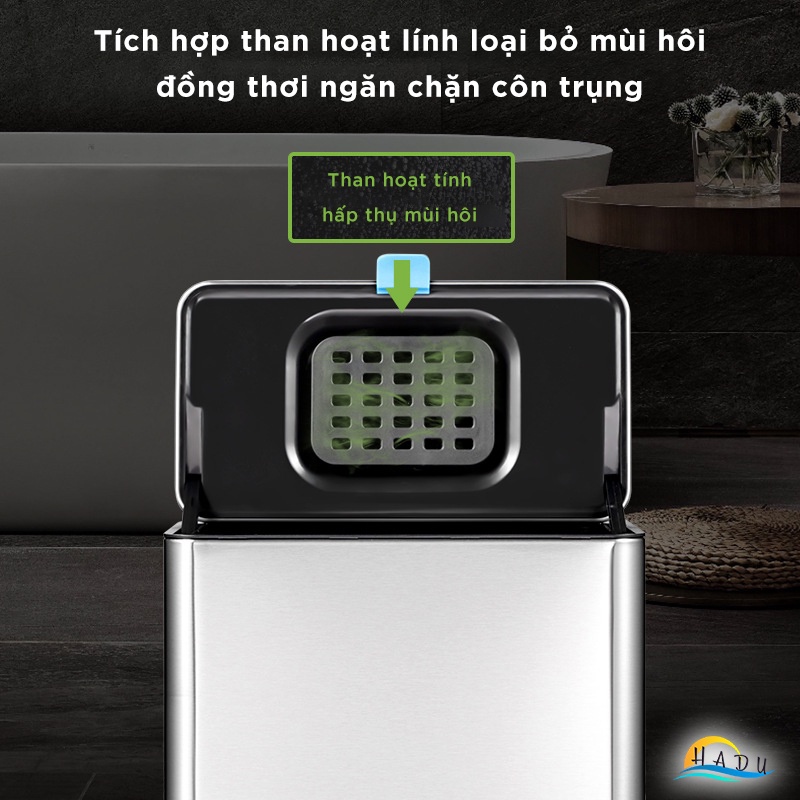 Thùng Rác Treo Tủ Bếp CCKO 3L 6L, Khử Mùi Than Hoạt Tính, Vỏ Inox, Nhiều Màu