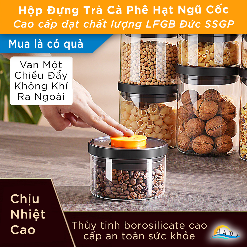 Hộp Thủy Tinh Bảo Quản SSGP, Có Van Xả 1 Chiều, Chống Oxy Hóa, Xếp Chồng, Đạt Chất Lượng LFGB Đức
