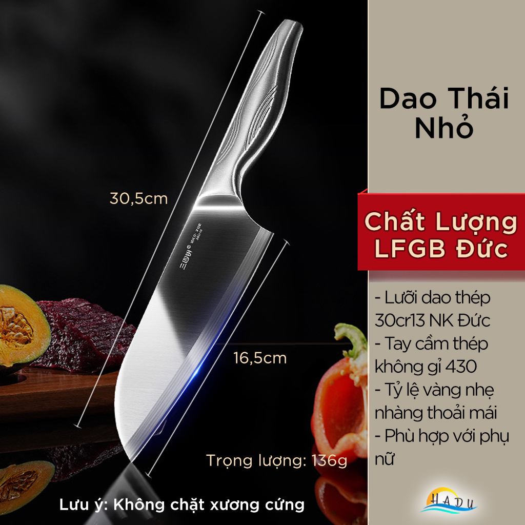 Dao Thái Thịt SSGP Thép 30Cr13, Siêu Sắc, Đạt Chất Lượng LFGB Đức
