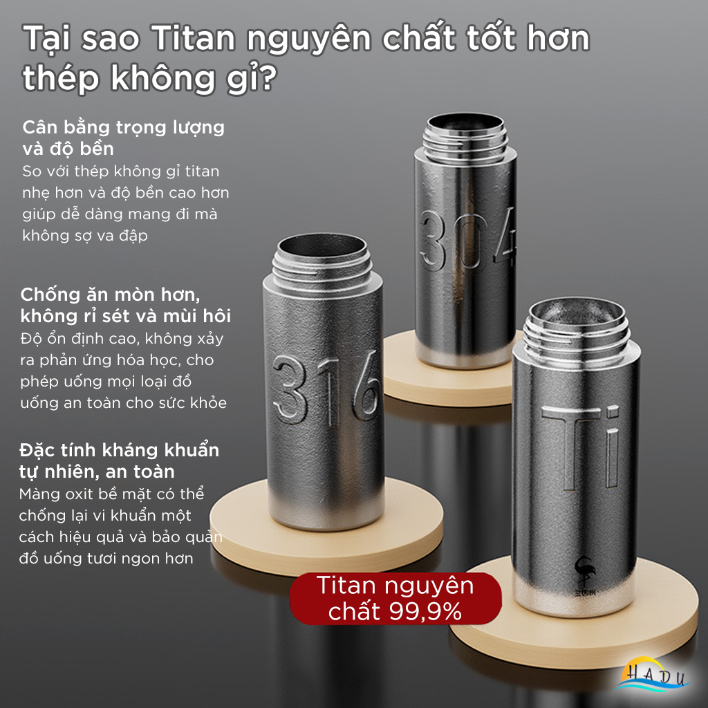 Bình Giữ Nhiệt Mini 200ml Titan Nguyên Chất – Nhỏ Gọn, Giữ Nhiệt Tốt, Kháng Khuẩn Tự Nhiên, Siêu Bền SSGP