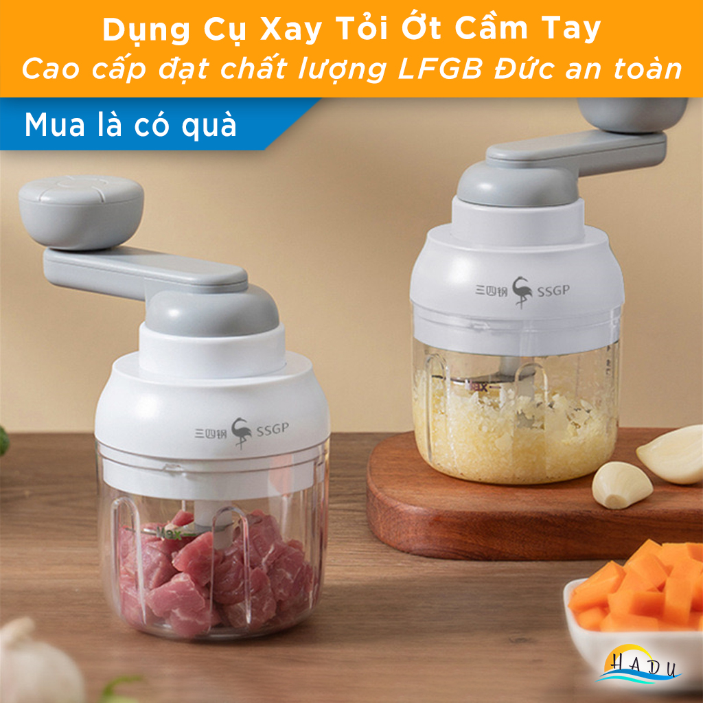 Máy Xay Tỏi Ớt Mini Cao Cấp – Tay Quay Cơ, Bánh Răng Vi Sai, Lưỡi Dao Sắc Bén 420, Đạt Tiêu Chuẩn LFGB Đức SSGP